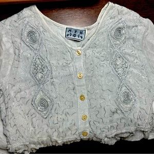 Vintage Embroidered Midi Tie Dress